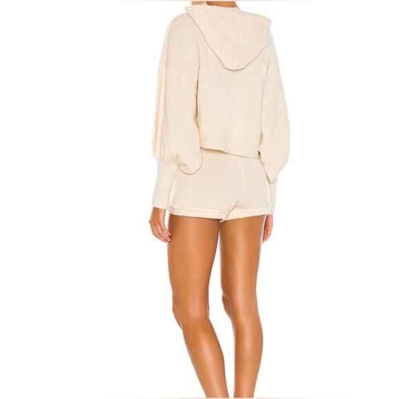 FREE PEOPLE x REVOLVE S Intimately 2pc Silent Mode Crop Hoodie Short SET Wool - Picture 3 of 16